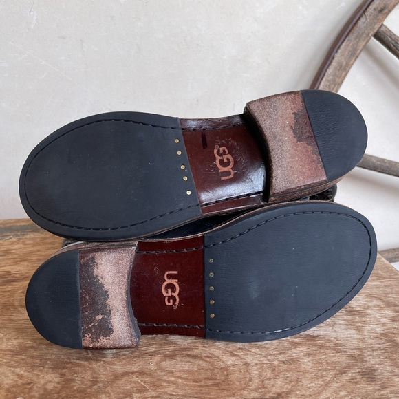 UGG Black Leather Studded Mid-Calf Boots Shearling Lined Innersole Woman's 7.5 - Picture 7 of 14